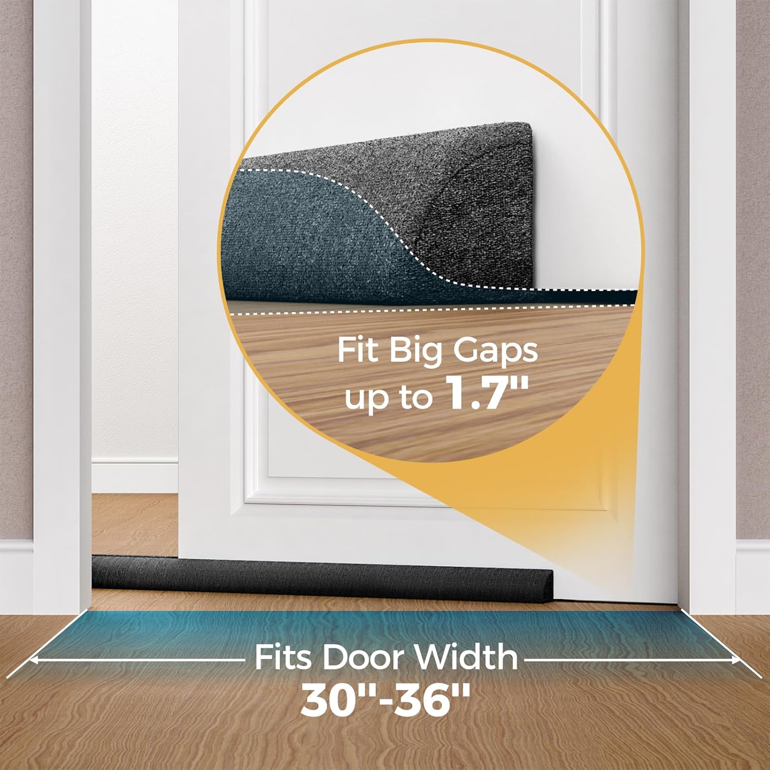 Adjustable Door Draft Stopper 36 Inch Black