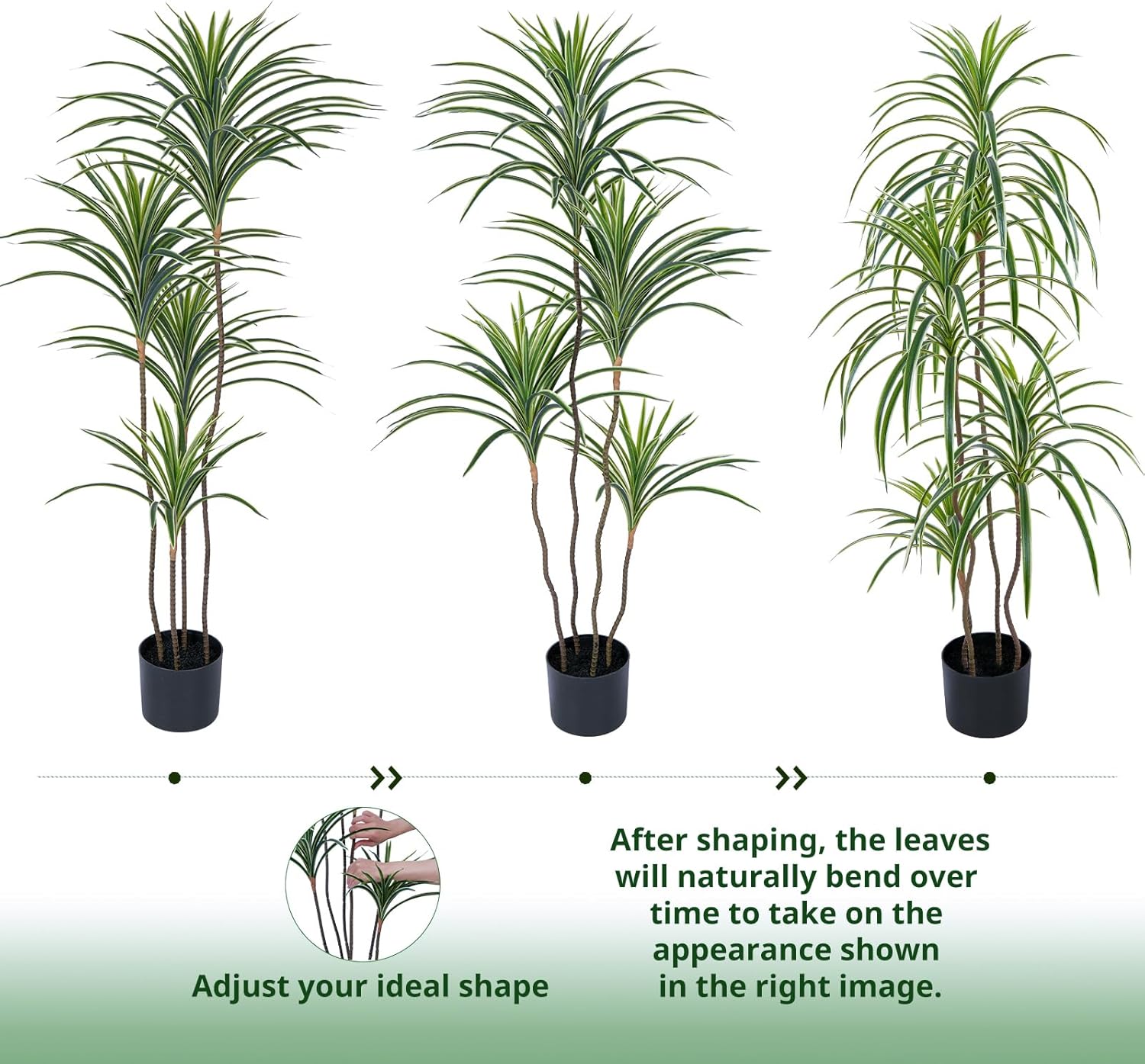 YEPDIN Artificial Dracaena Plant 4 Ft Indoor Fake Tree in Pot