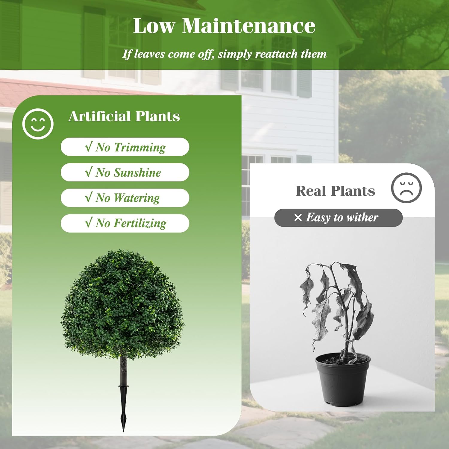 Goplus 28 Inches Artificial Boxwood Topiary Set 2 Pack