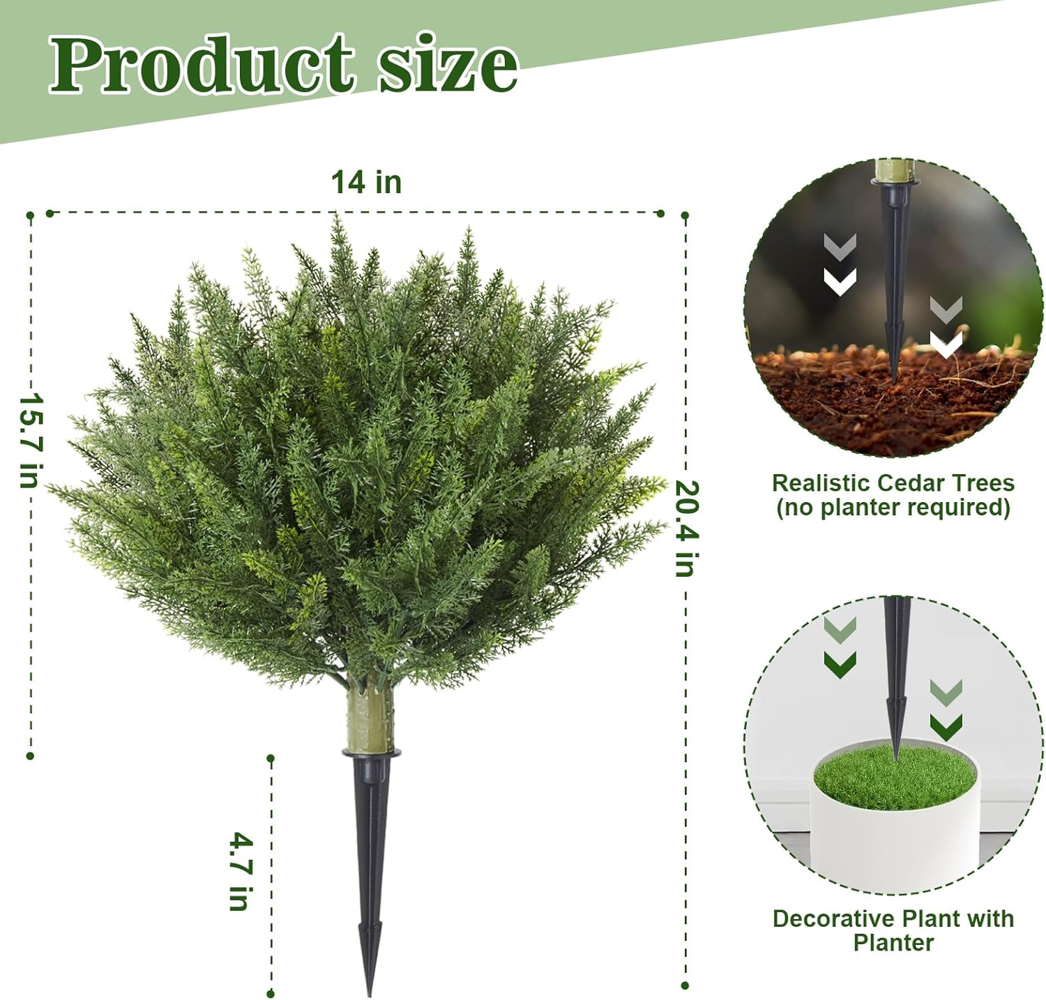Set of 2 Artificial Cypress Topiary with Metal Spike