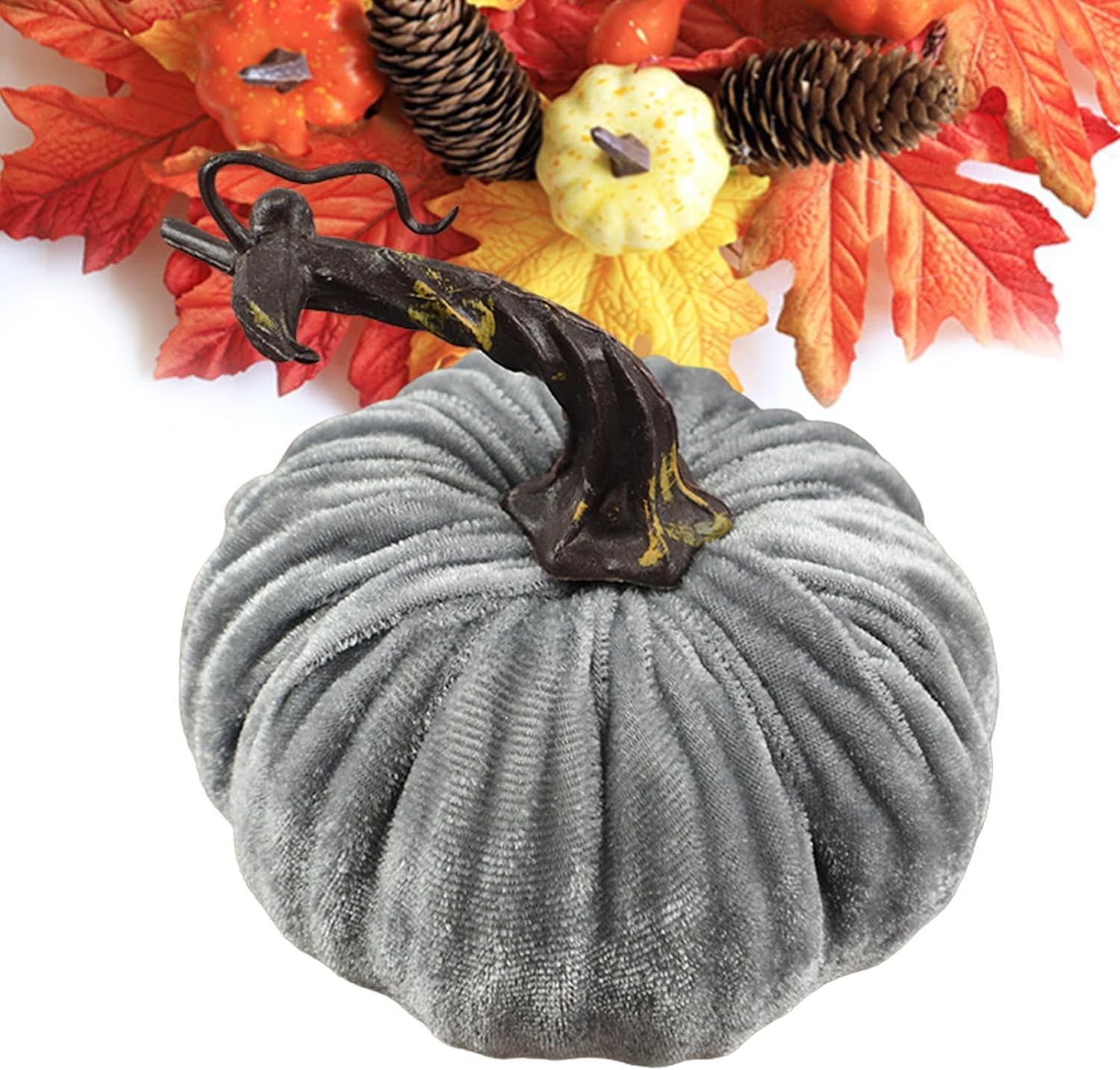 Velvet Artificial Pumpkins 39 Inch Fall Decor