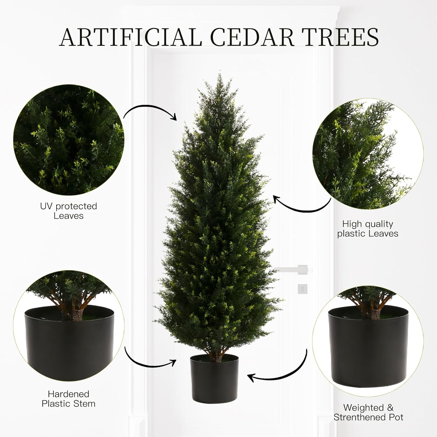 Two 32FT Artificial Cedar Topiary Trees