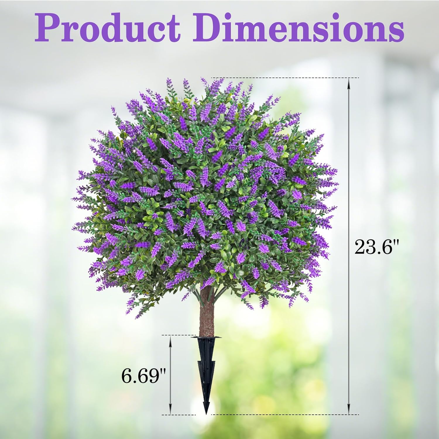 Artificial Lavender Topiary Tree - 236 Inch UV Resistant Fake Plant Purple