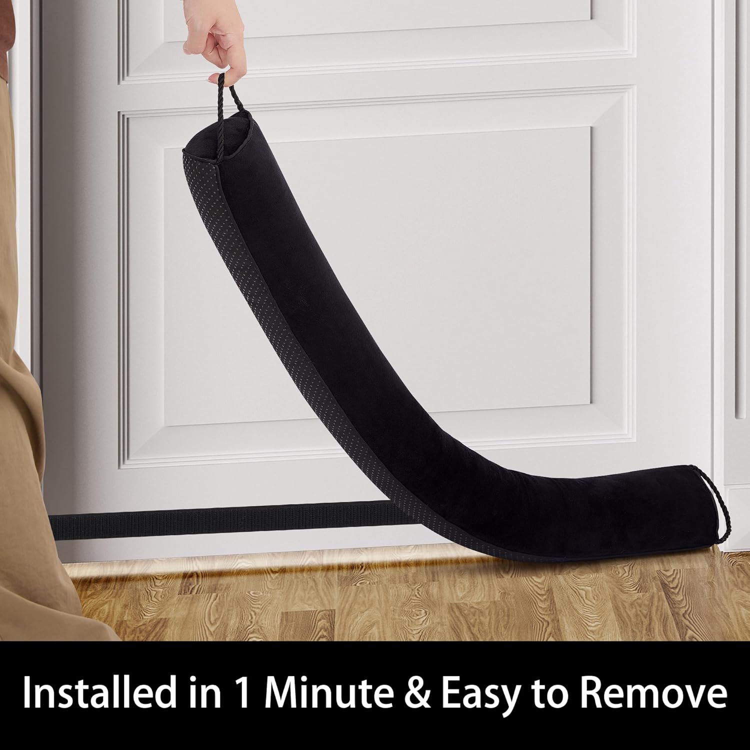 Heavy Duty Door Draft Stopper 36 Inch Black Triangle Design