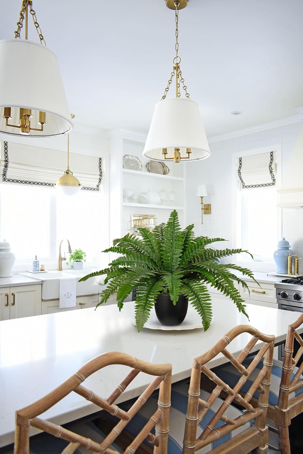 Hollyone 177 Inch Fake Fern Potted Plant