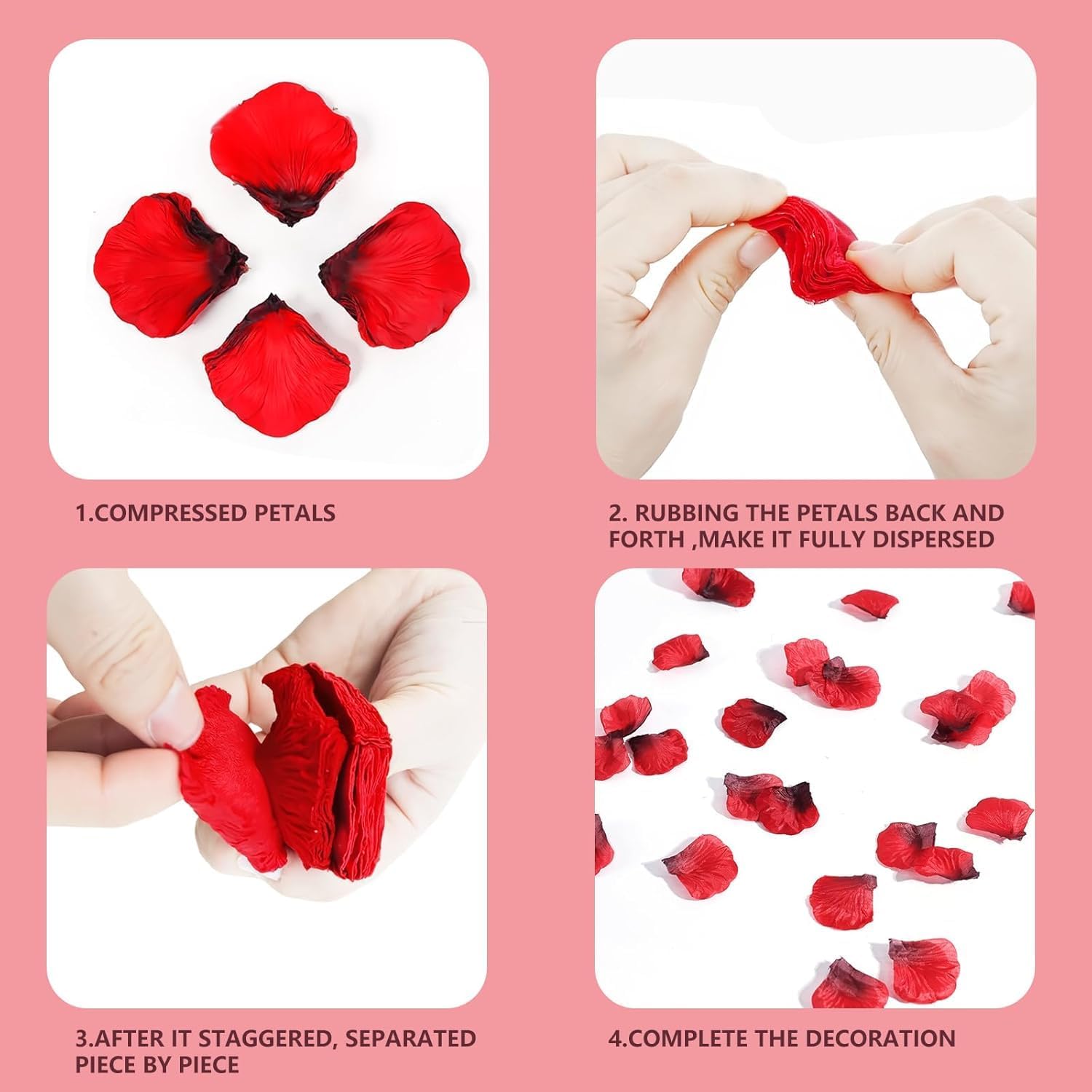 DomeStar 2000pcs Red Rose Petals Artificial Flowers