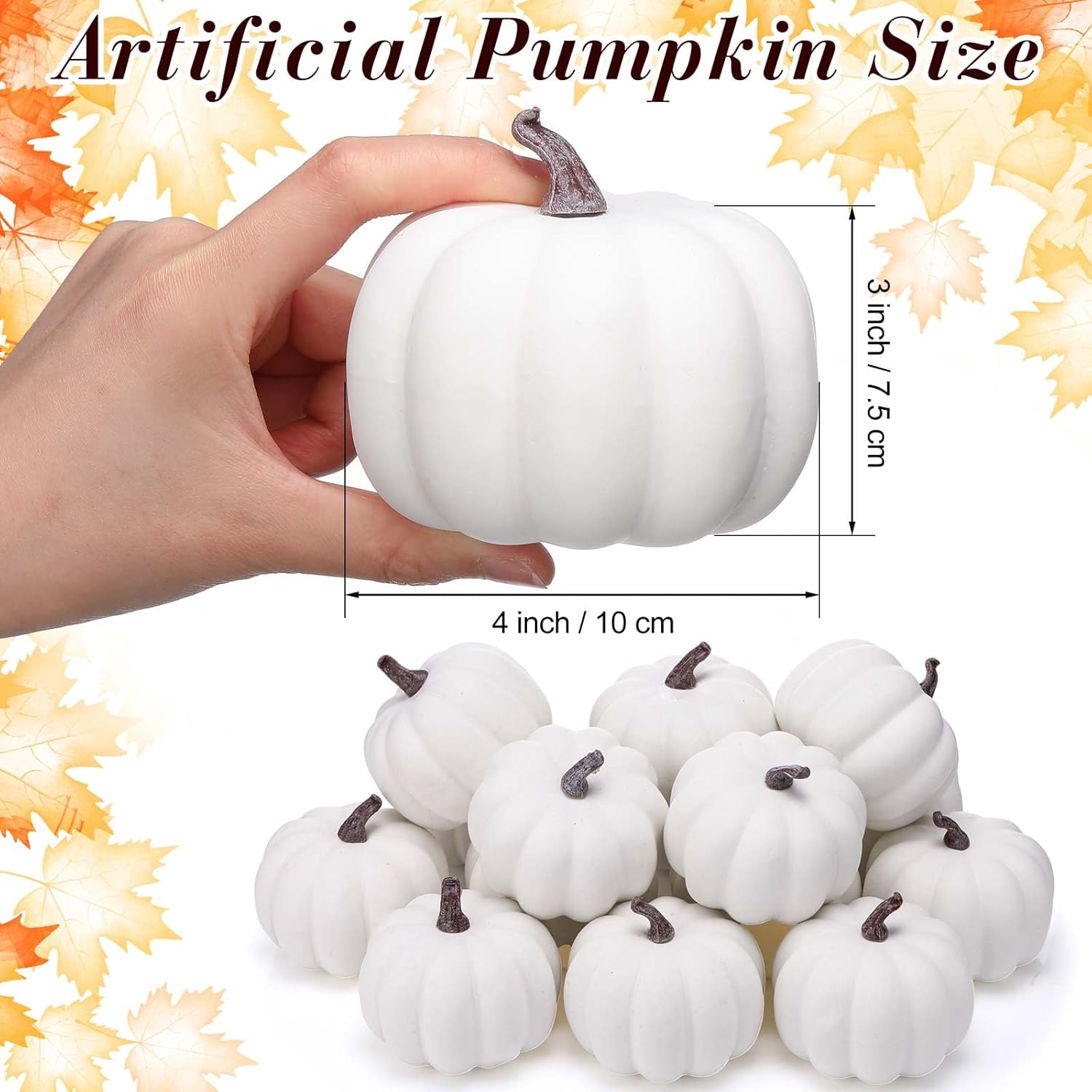 Liliful 4 Inch Artificial Foam Pumpkins 12 Pcs Fall Decor