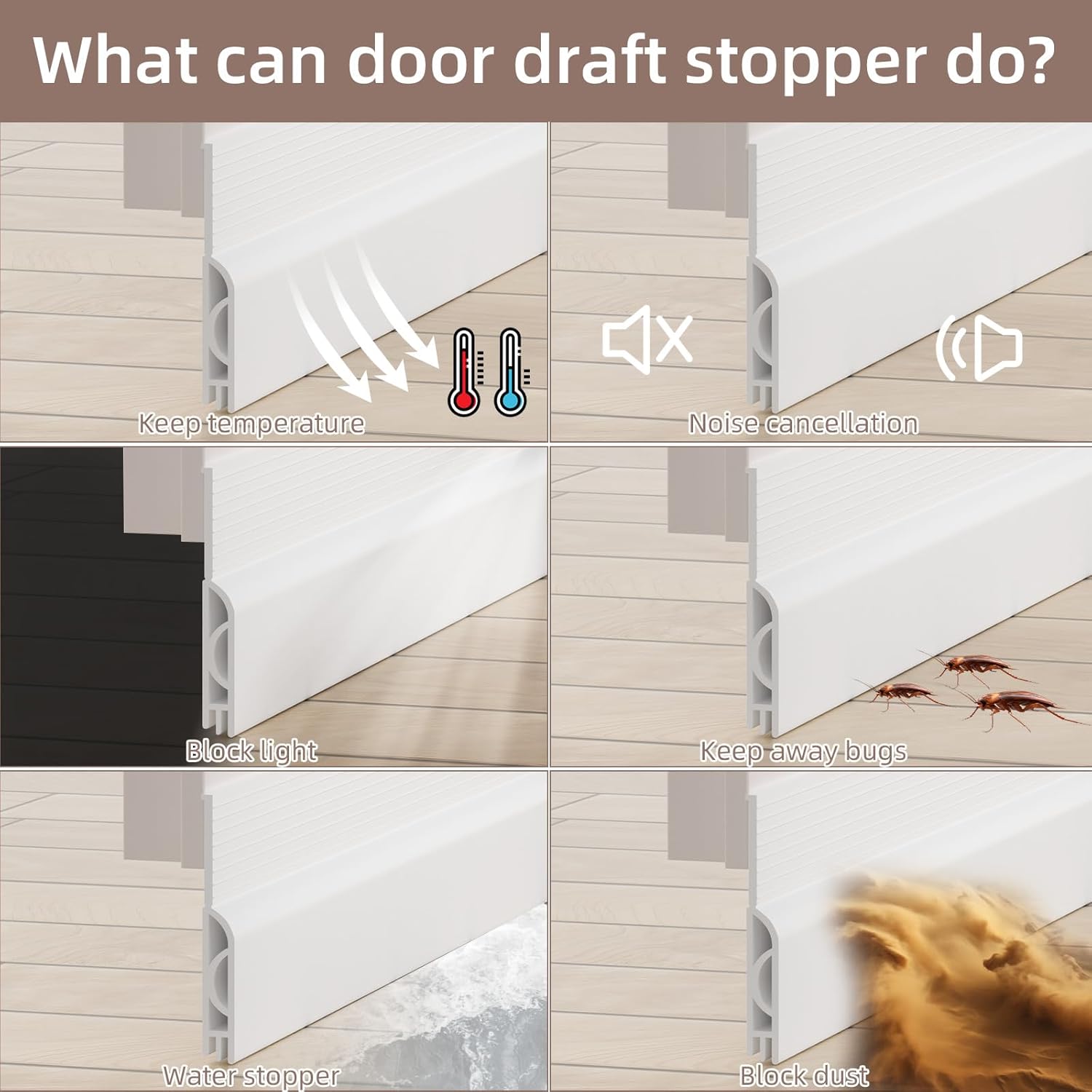 White Door Draft Stopper 39 Inches Heavy Duty