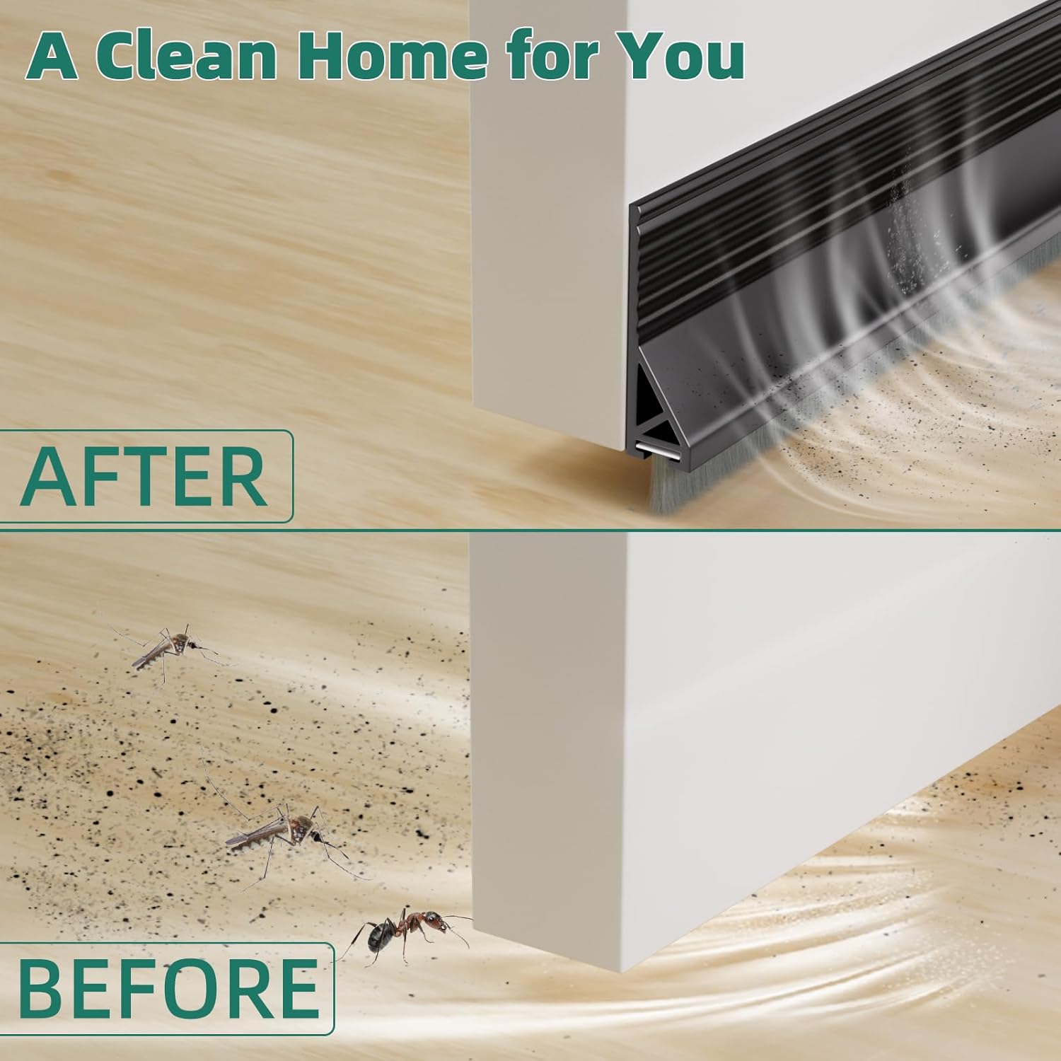 Vannesse Door Draft Stopper with Brush 39 Inch 2 Pack