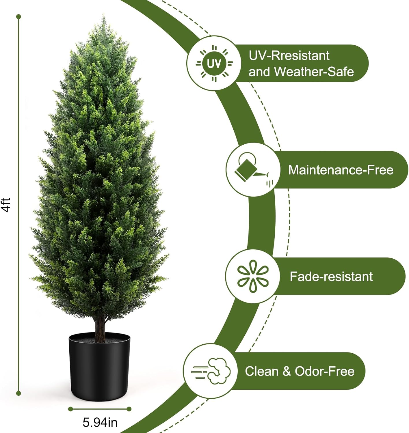 4FT Artificial Cedar Topiary Trees 2 Pack