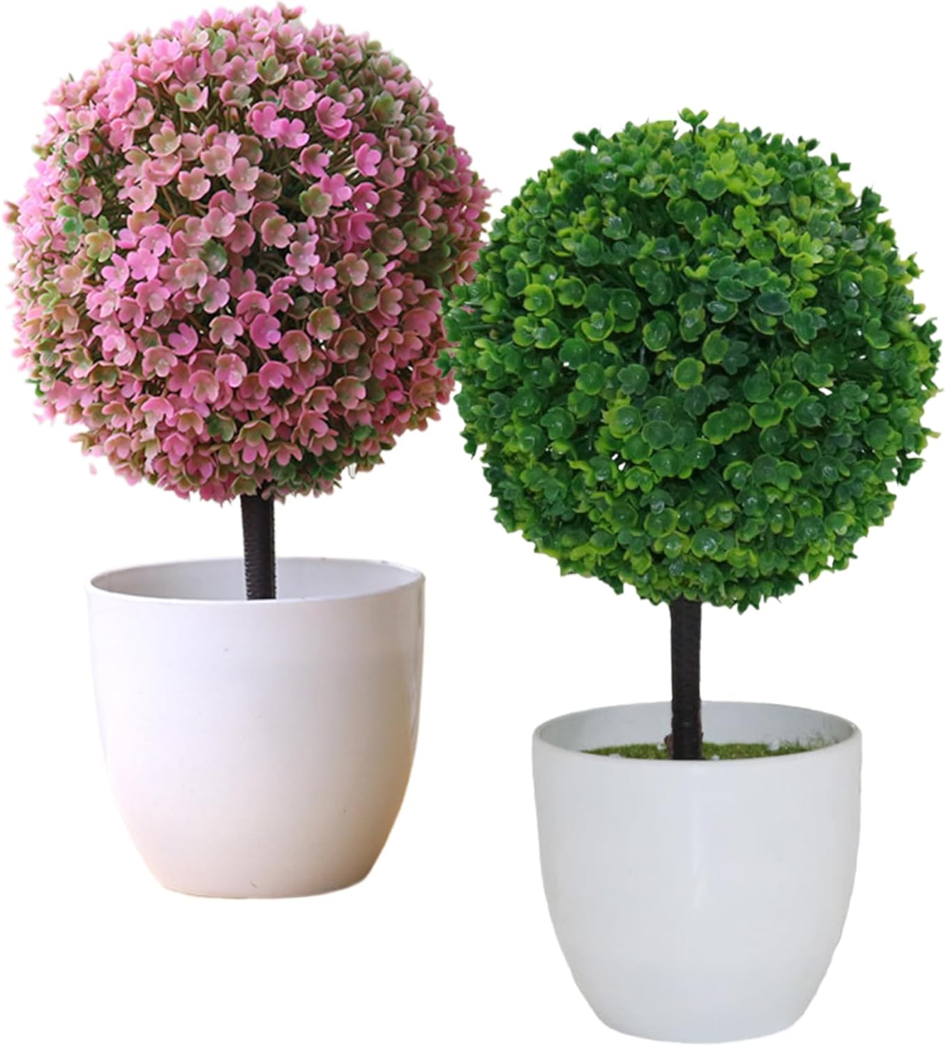2PCS 10 Inch Artificial Topiary Trees in Pot Decor
