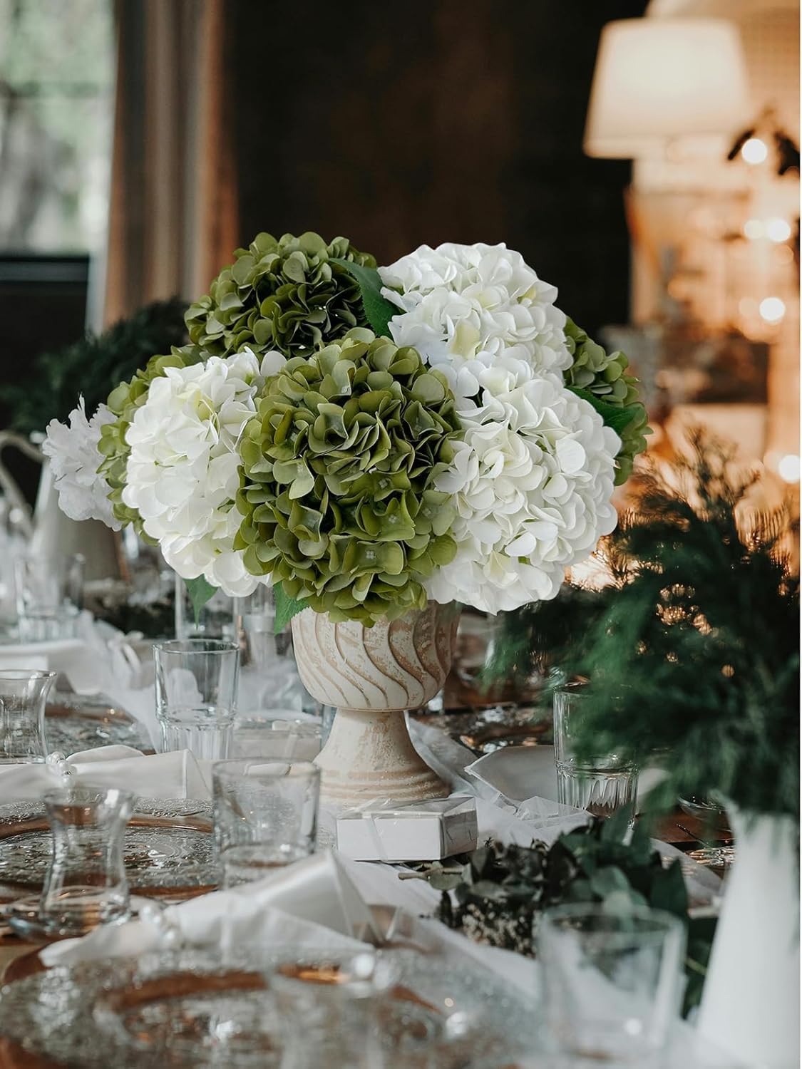5 Pcs 20 Inch Artificial Hydrangeas with Dried Touch