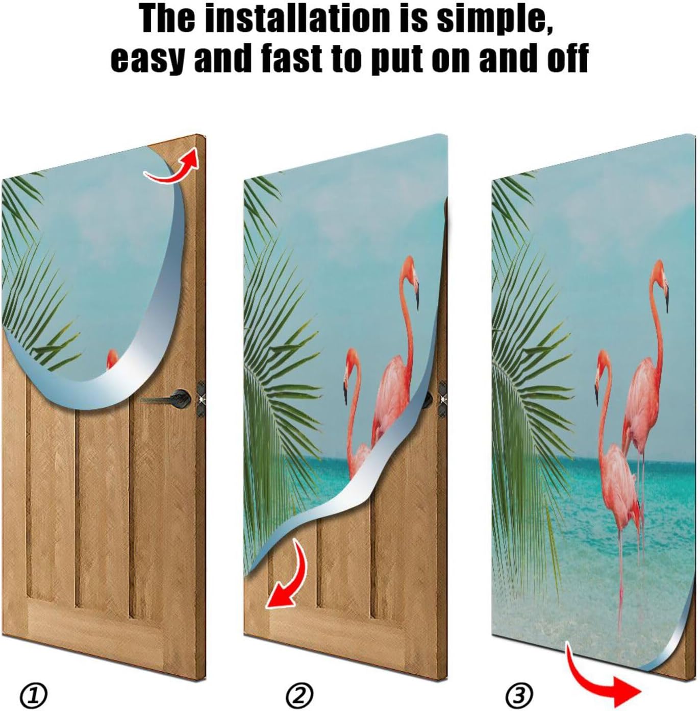 Susiyo Blue Beach Flamingos Door Cover for Halloween