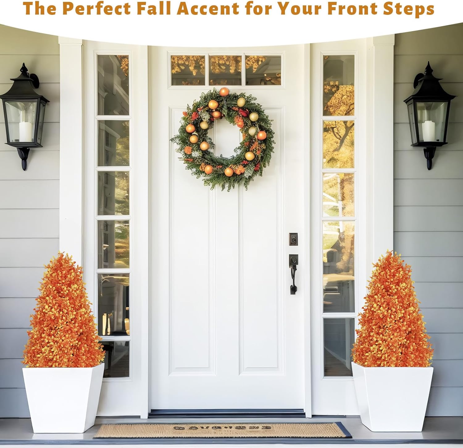 30 Inch Fall Boxwood Topiary Artificial Outdoor Set of 2
