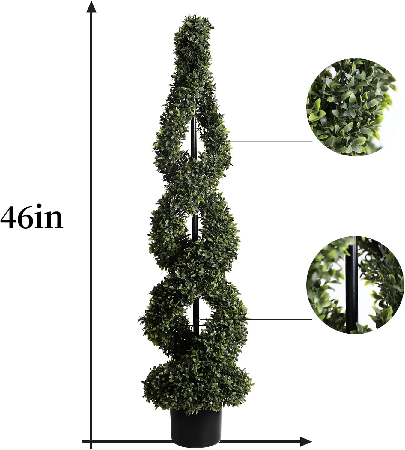 46 Inch Double Spiral Artificial Boxwood Topiary Trees Set of 2