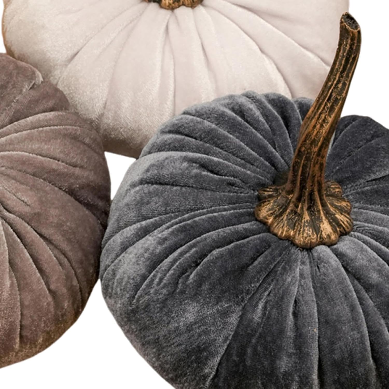 3pcs Artificial Velvet Pumpkins Decoration Set - Style A