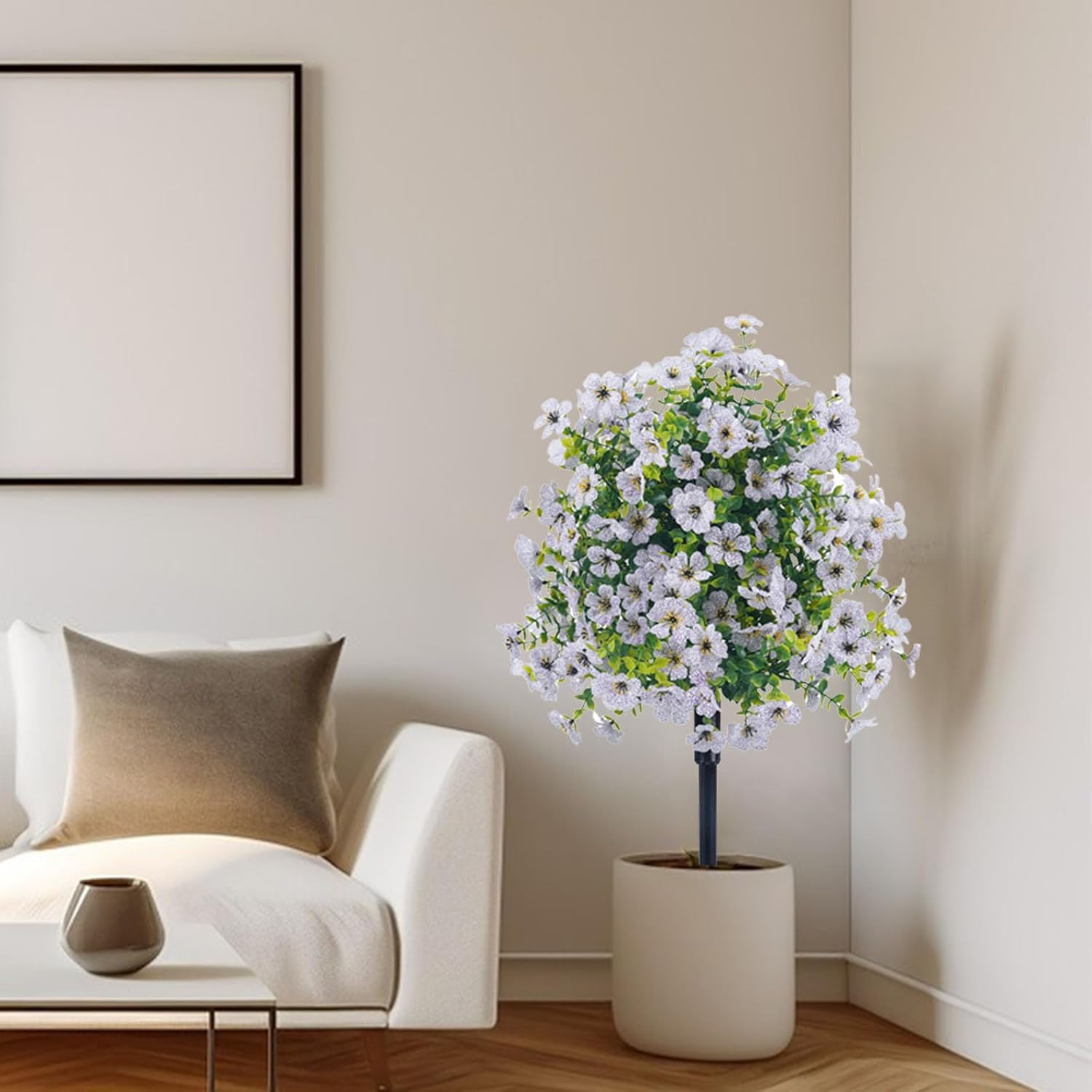 236 Inch White Artificial Violet Topiary Trees 2pc