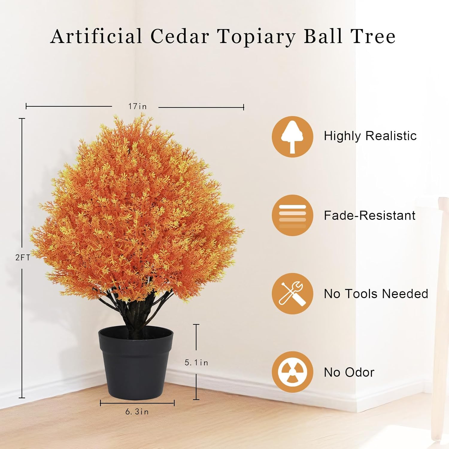 24 Inch Fall Cedar Topiary Artificial Set of 2