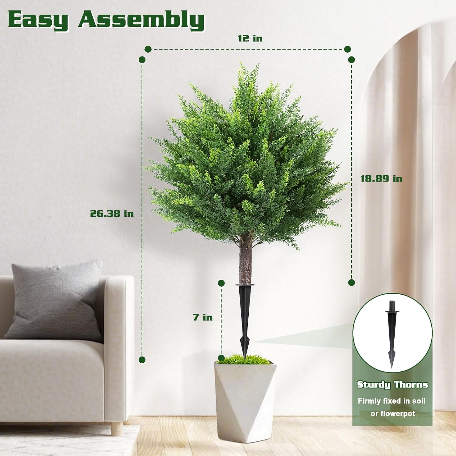 Fikowo Artificial Topiary Cedar Faux Shrubs for Outdoor