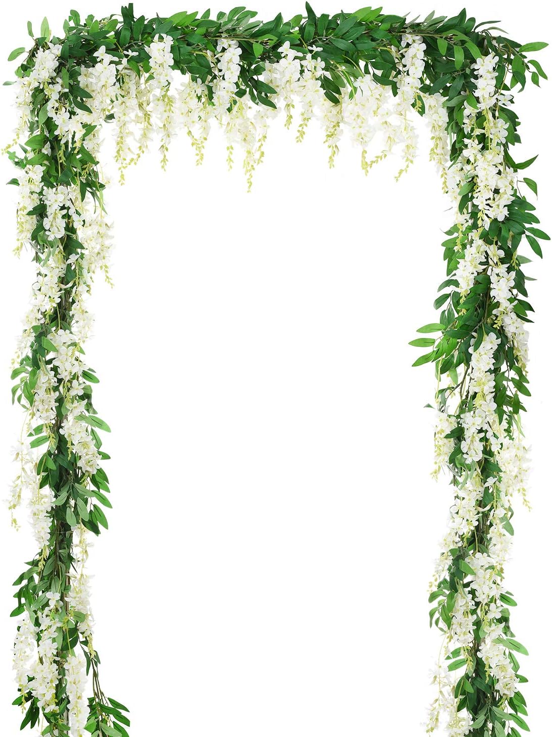 DearHouse 2Pcs 6Ft Artificial Wisteria Garland White