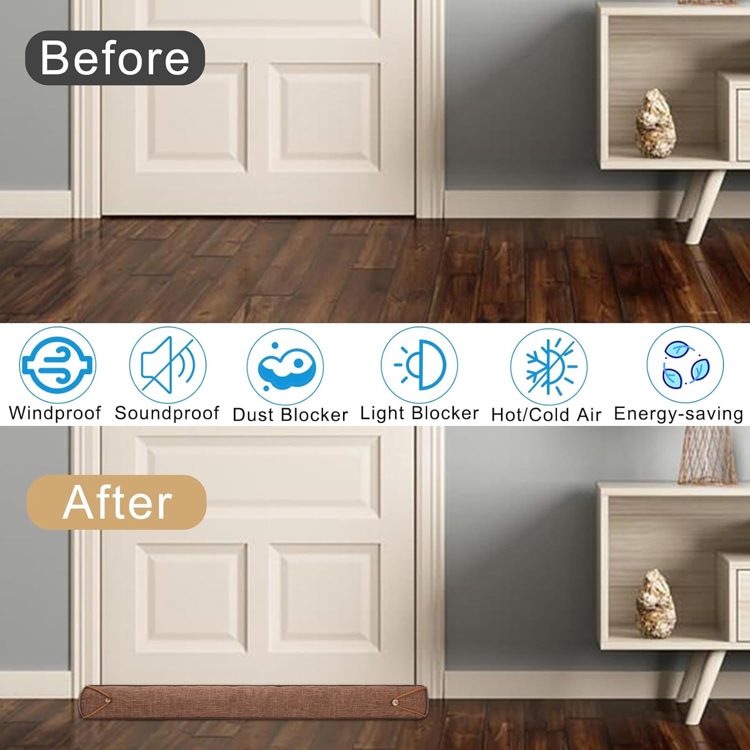 Fivebop Door Draft Stopper 36 Inch Triangle Weighted Stopper