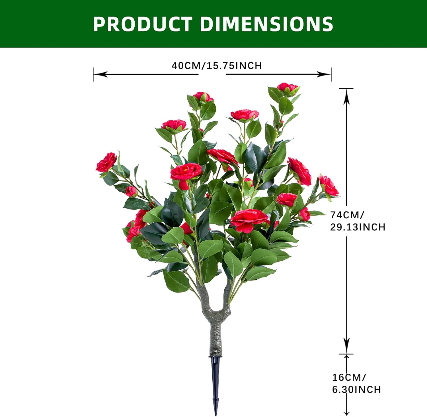 Set of 4 Artificial Red Topiary Ball Trees with Metal Stakes