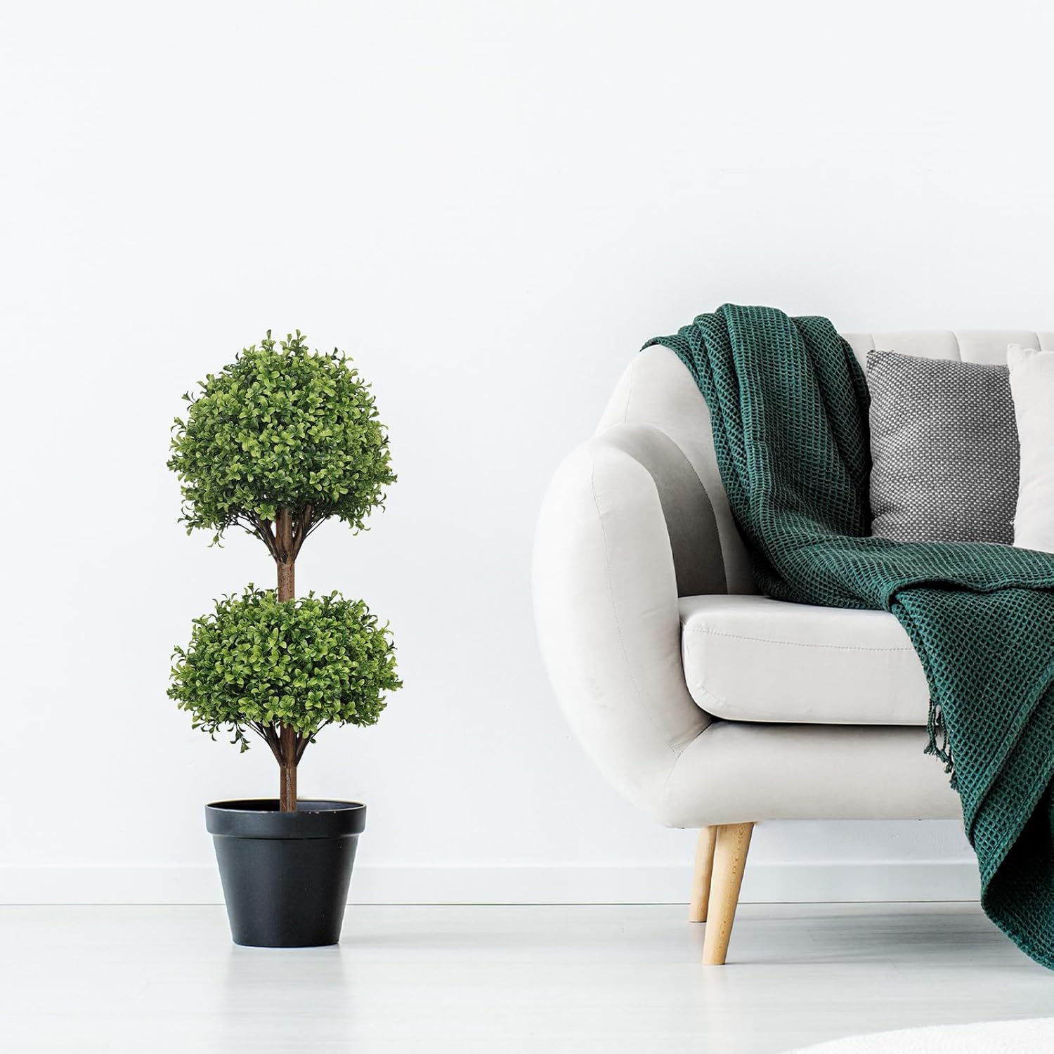 THE BLOOM TIMES 40 Artificial Boxwood Topiary Double Ball Set of 2