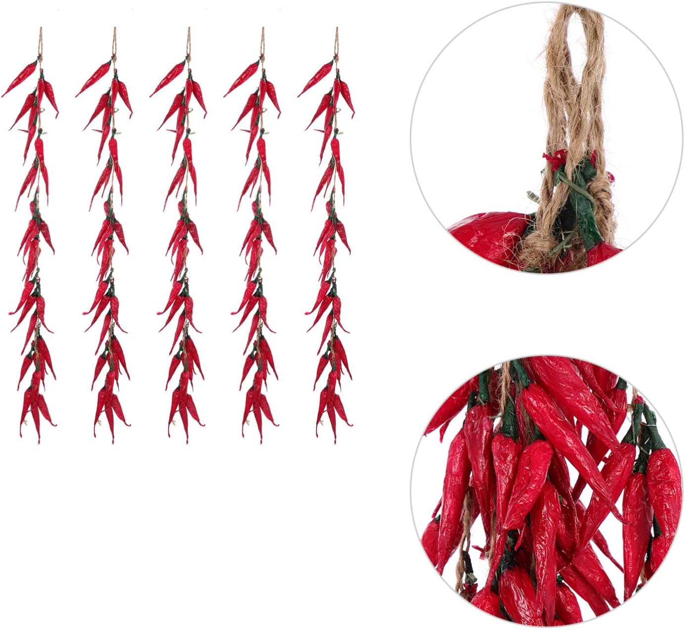 Happyyami 5pcs Artificial Chili Peppers Hanging Decorations
