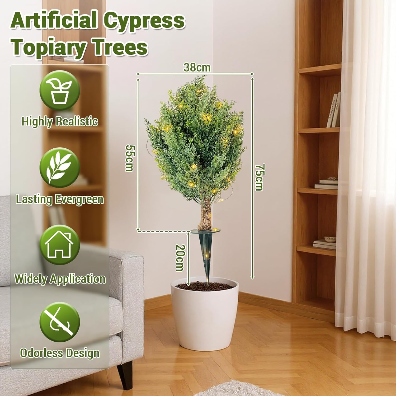 GarveeHome Artificial Cypress Shrub Trees 2 Pack