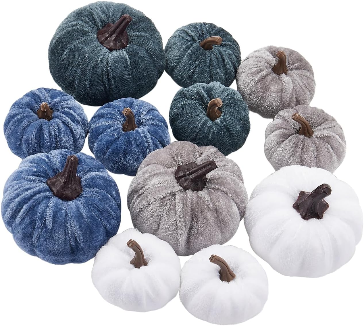 12Pcs Velvet Pumpkin Halloween Decorations Assorted 1