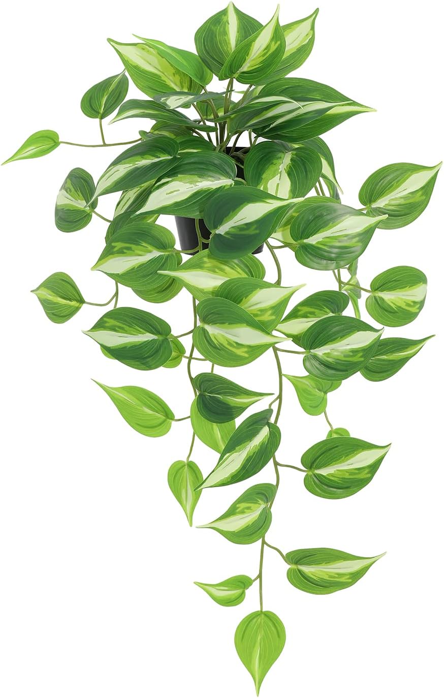 LuckyGreenery Artificial Devils Ivy Golden Pothos Hanging Plant 26in