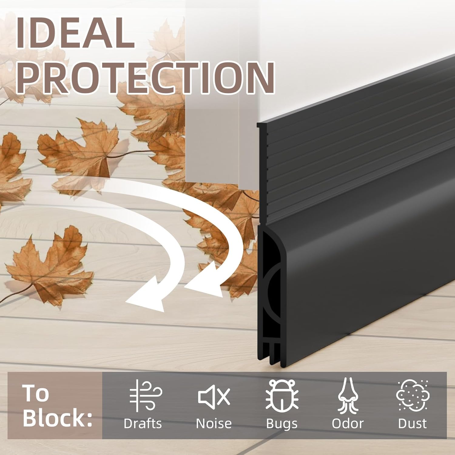 Black Door Draft Stopper 39 Inches for Weather Sealing