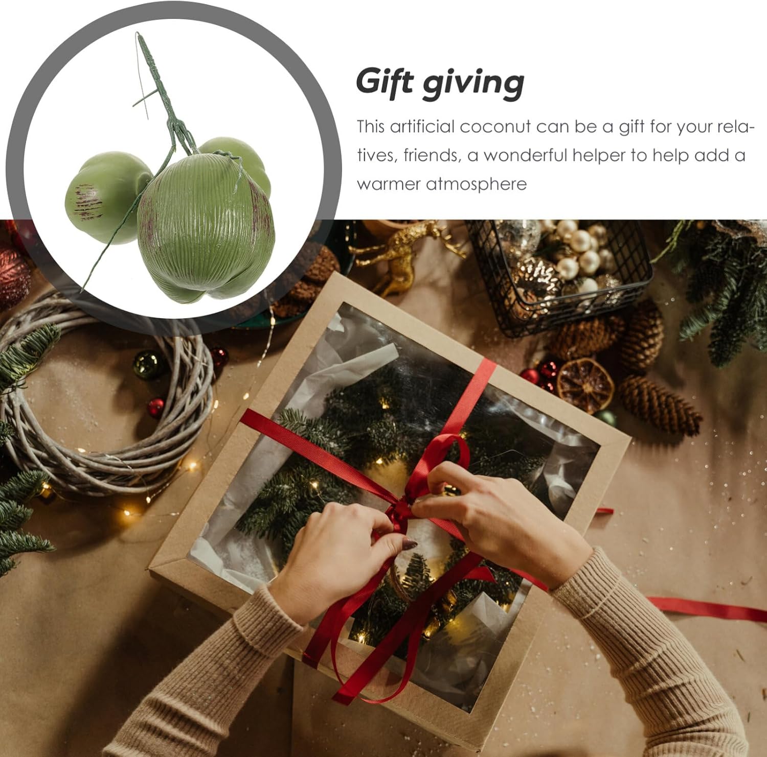 HOMSFOU Artificial Coconut Fake Fruit Decorations