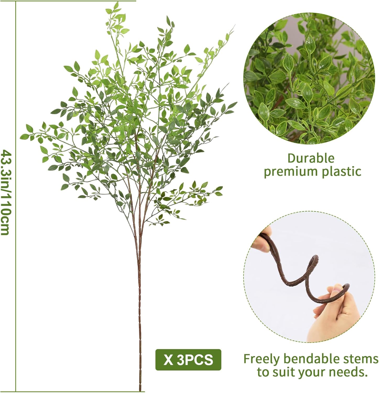 3PCS Artificial Nandina Stems for Vase Decor 433 Inch