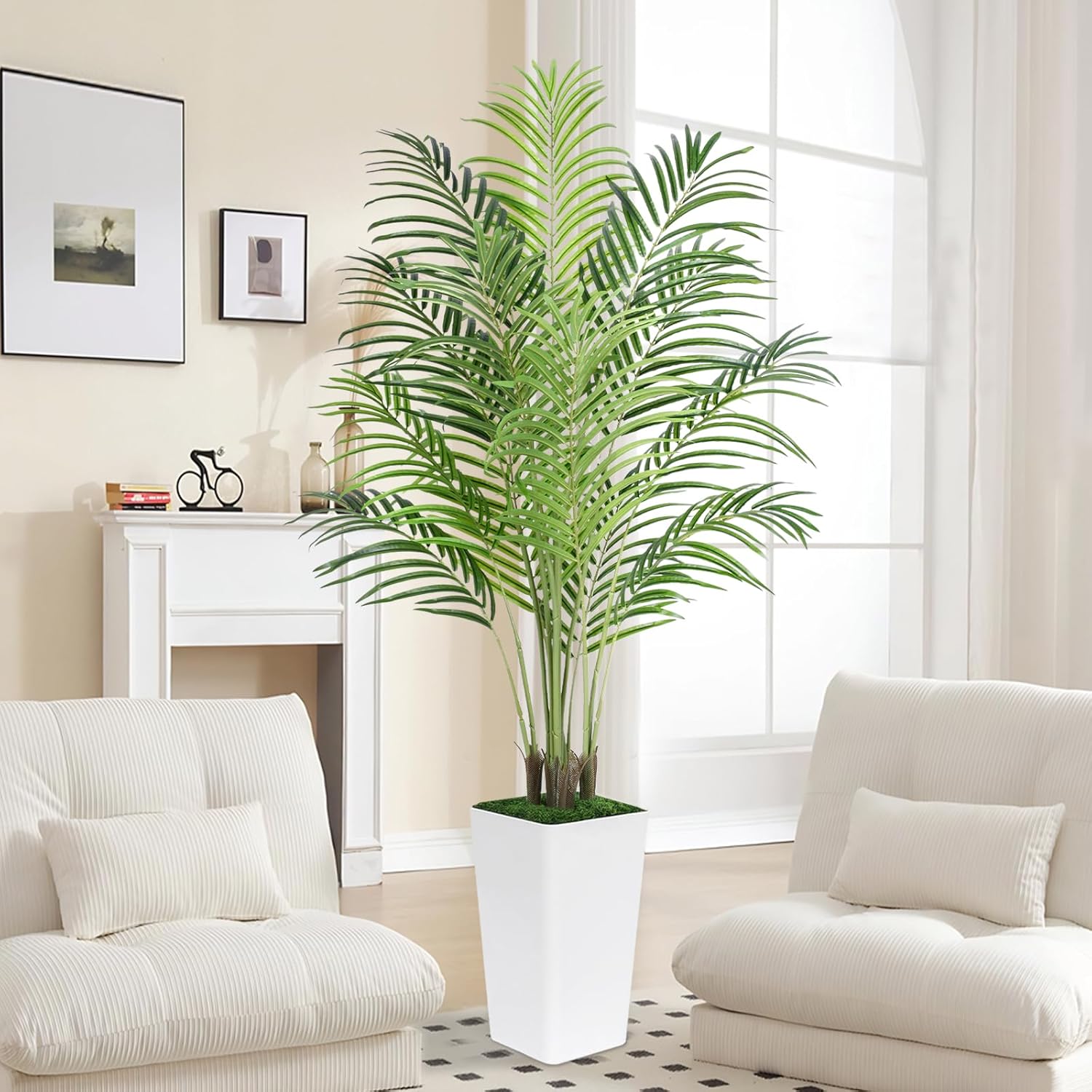 5ft Artificial Palm Tree with White Planter