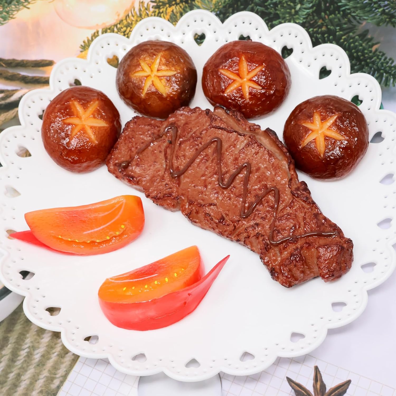 Honbay 4PCS Realistic Artificial Tomato Blocks