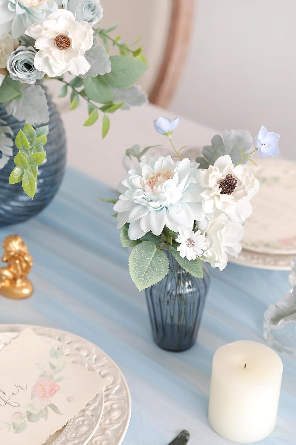 Blue Artificial Flowers Combo Box Set for DIY Decor