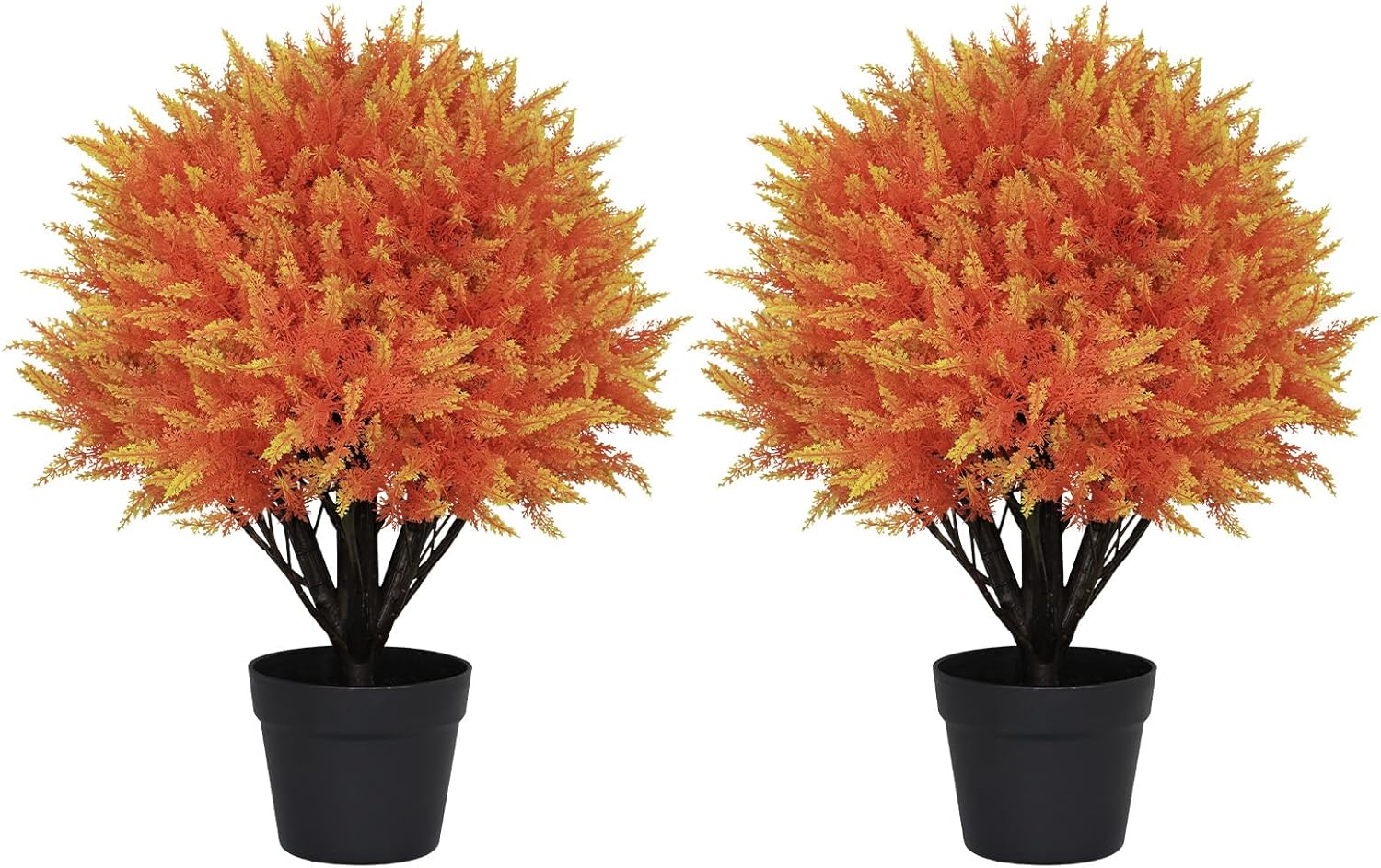 24 Inch Artificial Cedar Topiary Trees Set of 2