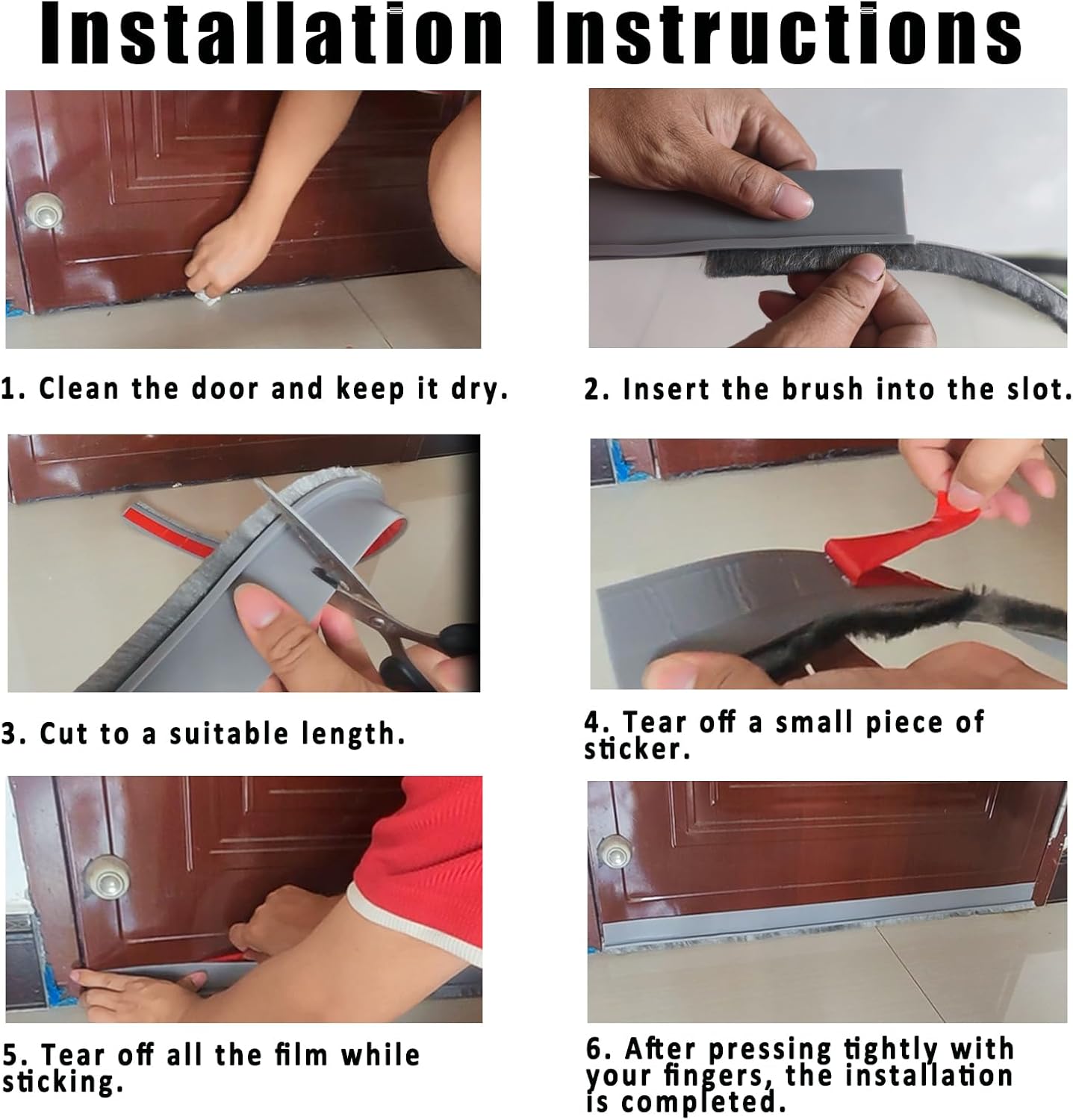 Yingd Door Draft Stopper with Brush - Black
