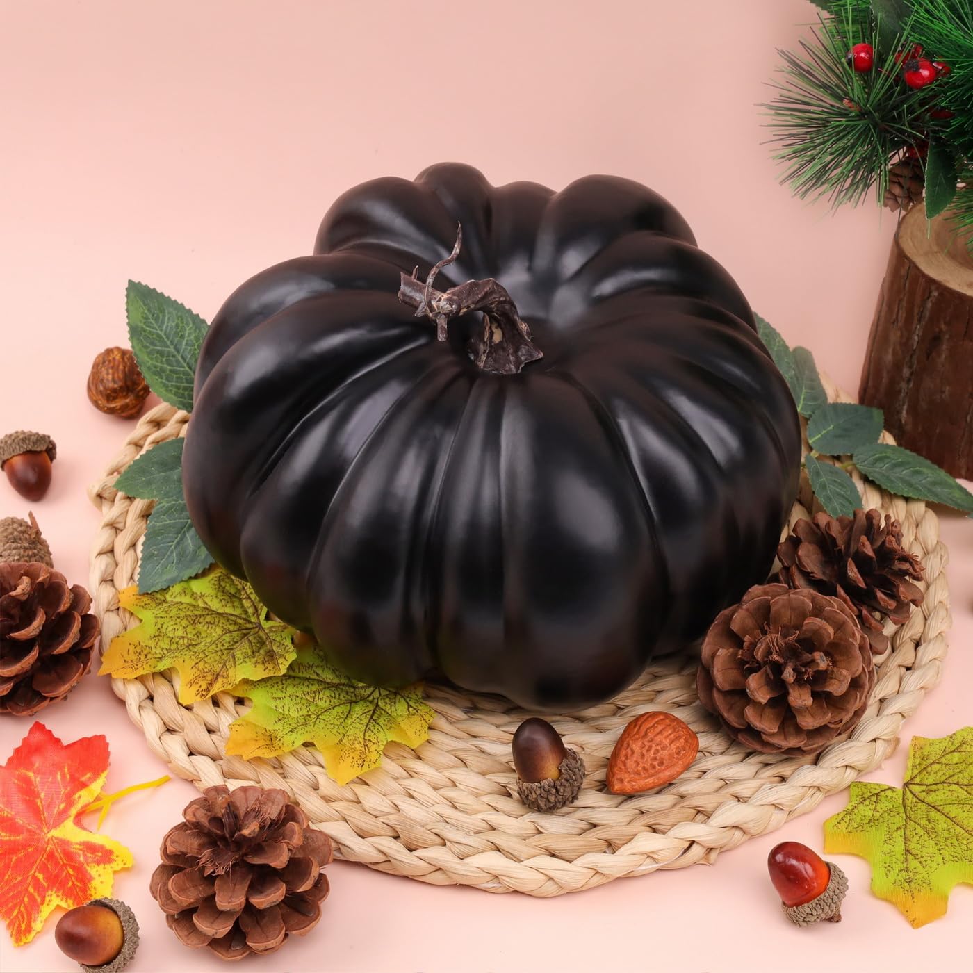 77 Inch Artificial Black Halloween Pumpkin Decoration