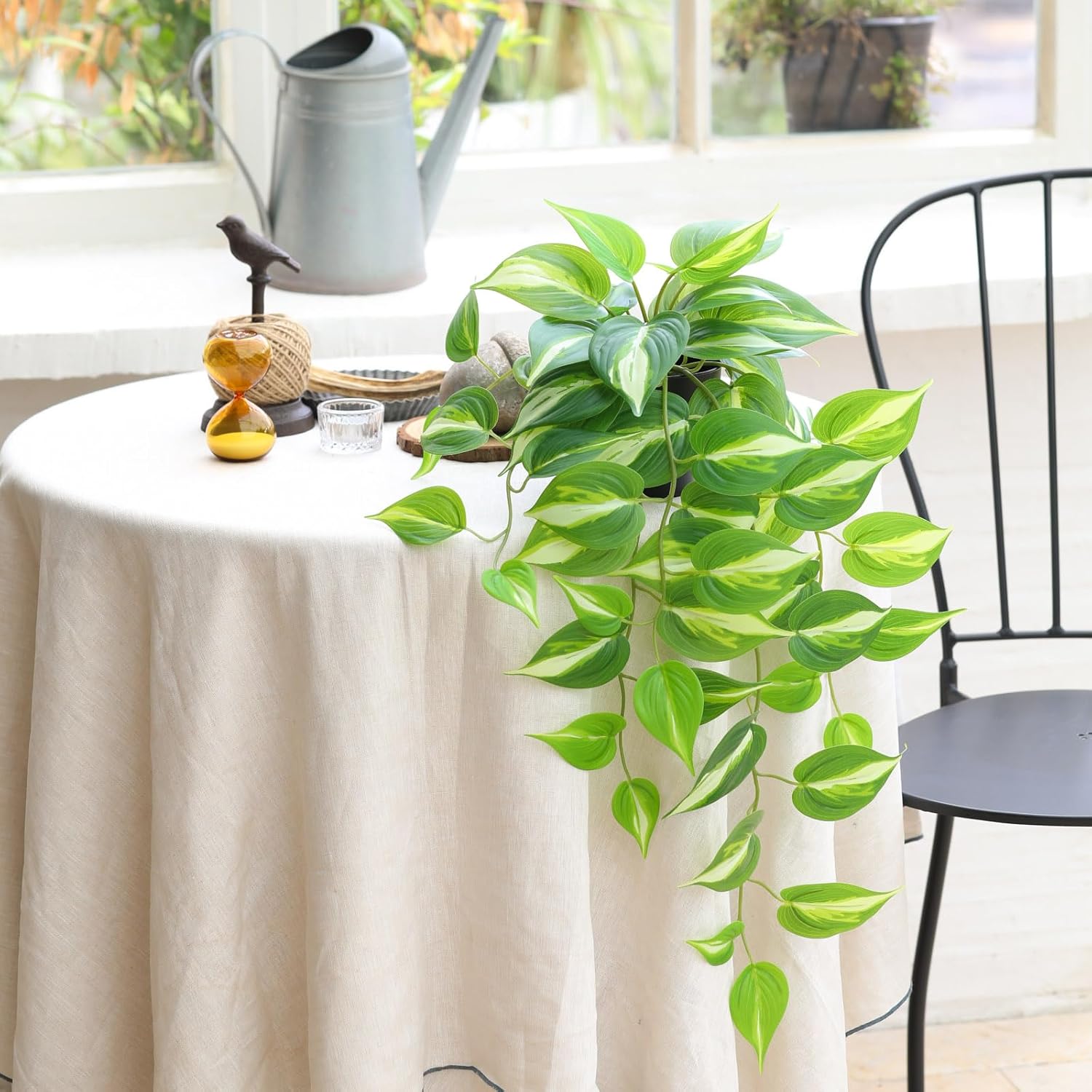 LuckyGreenery Artificial Devils Ivy Golden Pothos Hanging Plant 26in