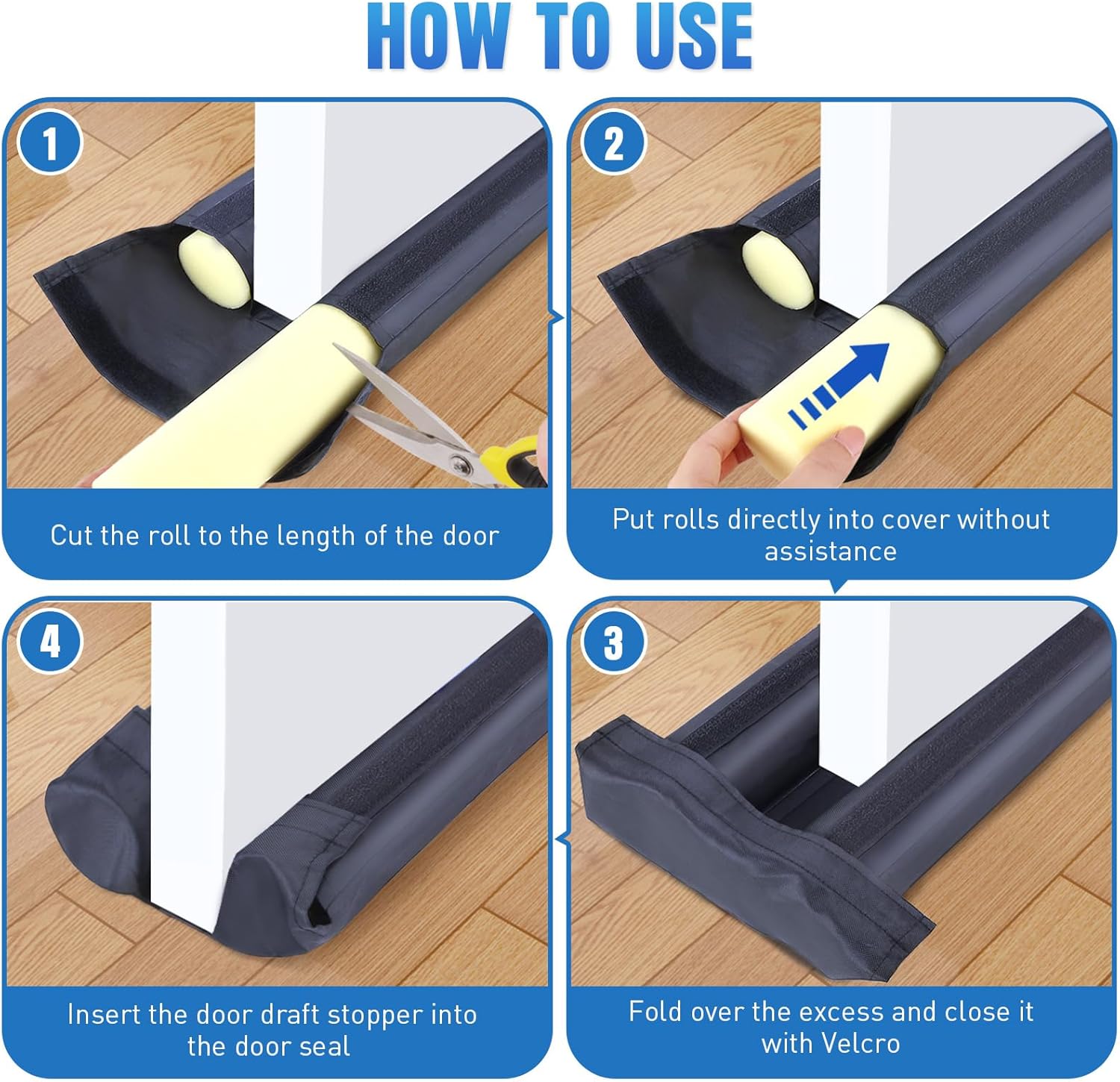 BlissTrends Door Draft Stopper 30 Inch Grey