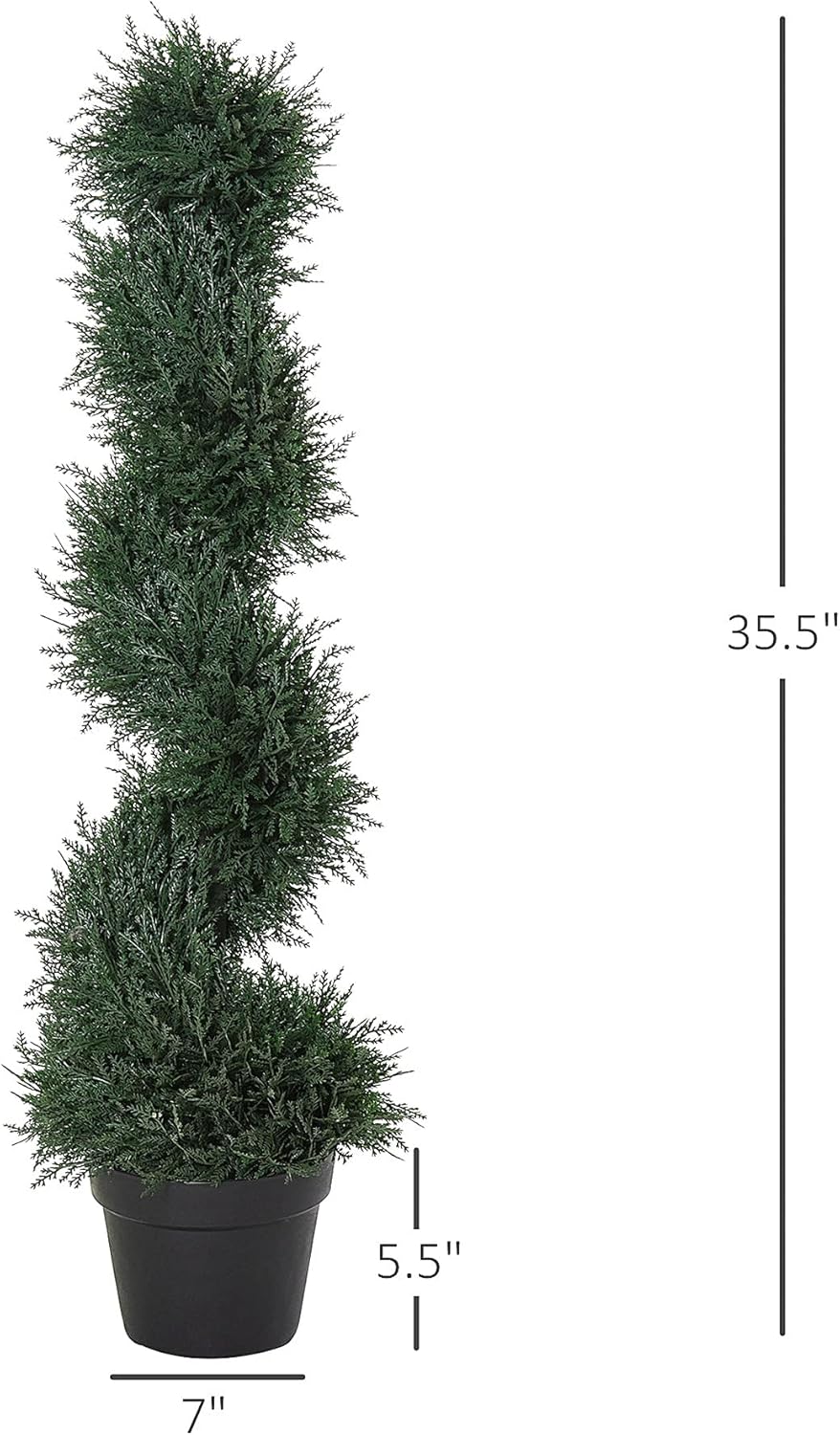Outsunny 3FT Artificial Cedar Tree Spiral Topiary Faux Plant