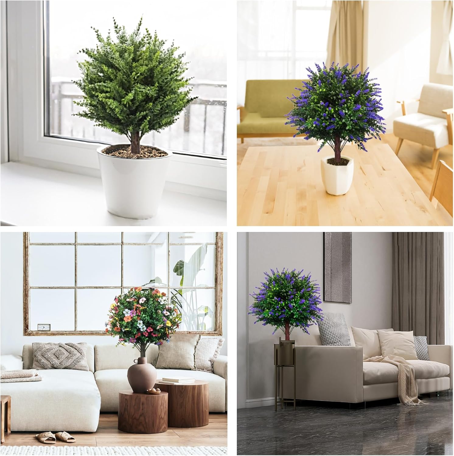 COSDACE Artificial Lavender Topiary Ball Trees 2 Sets