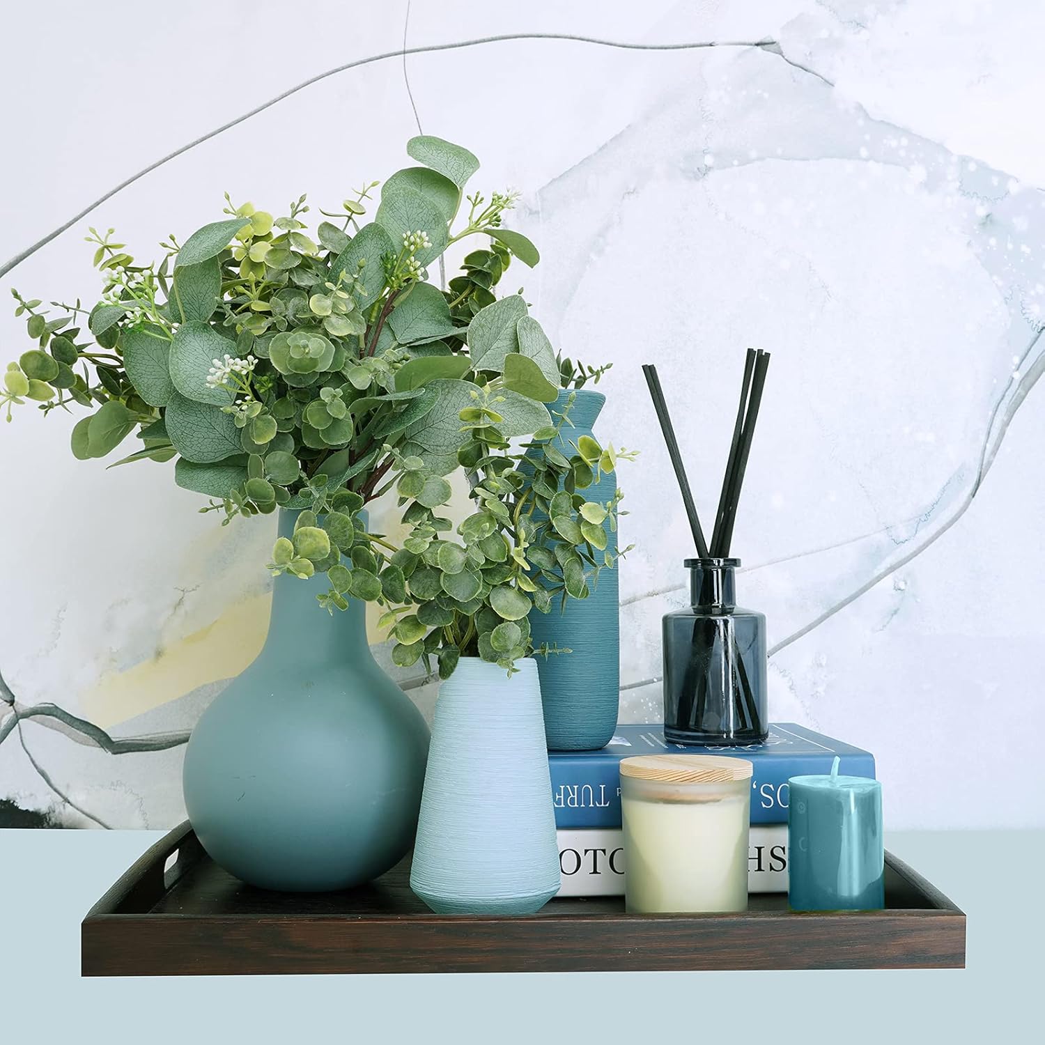 Winlyn Artificial Eucalyptus Leaves and Stems 10 PCS Set