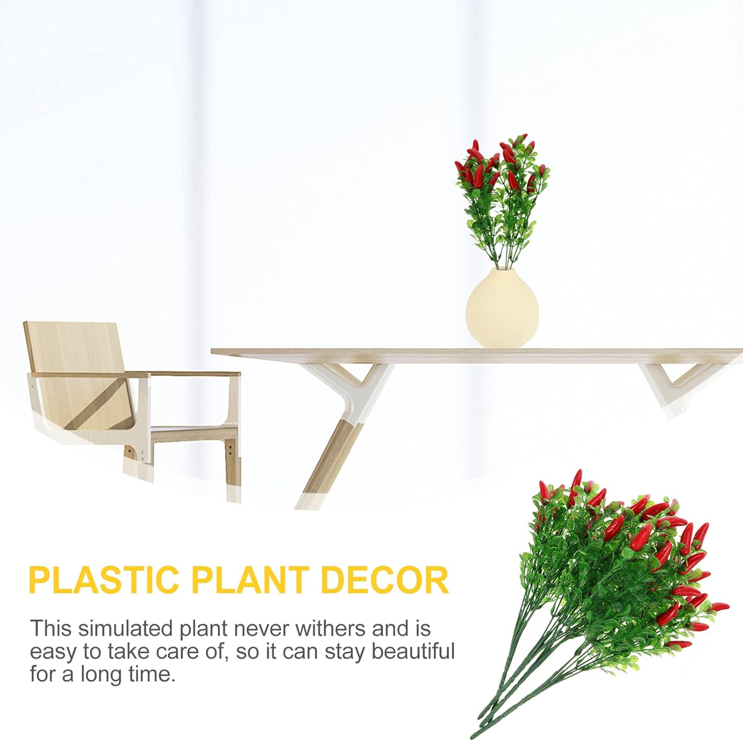 4pcs Vibrant Plastic Chili Pepper Bouquet Artificial Decor