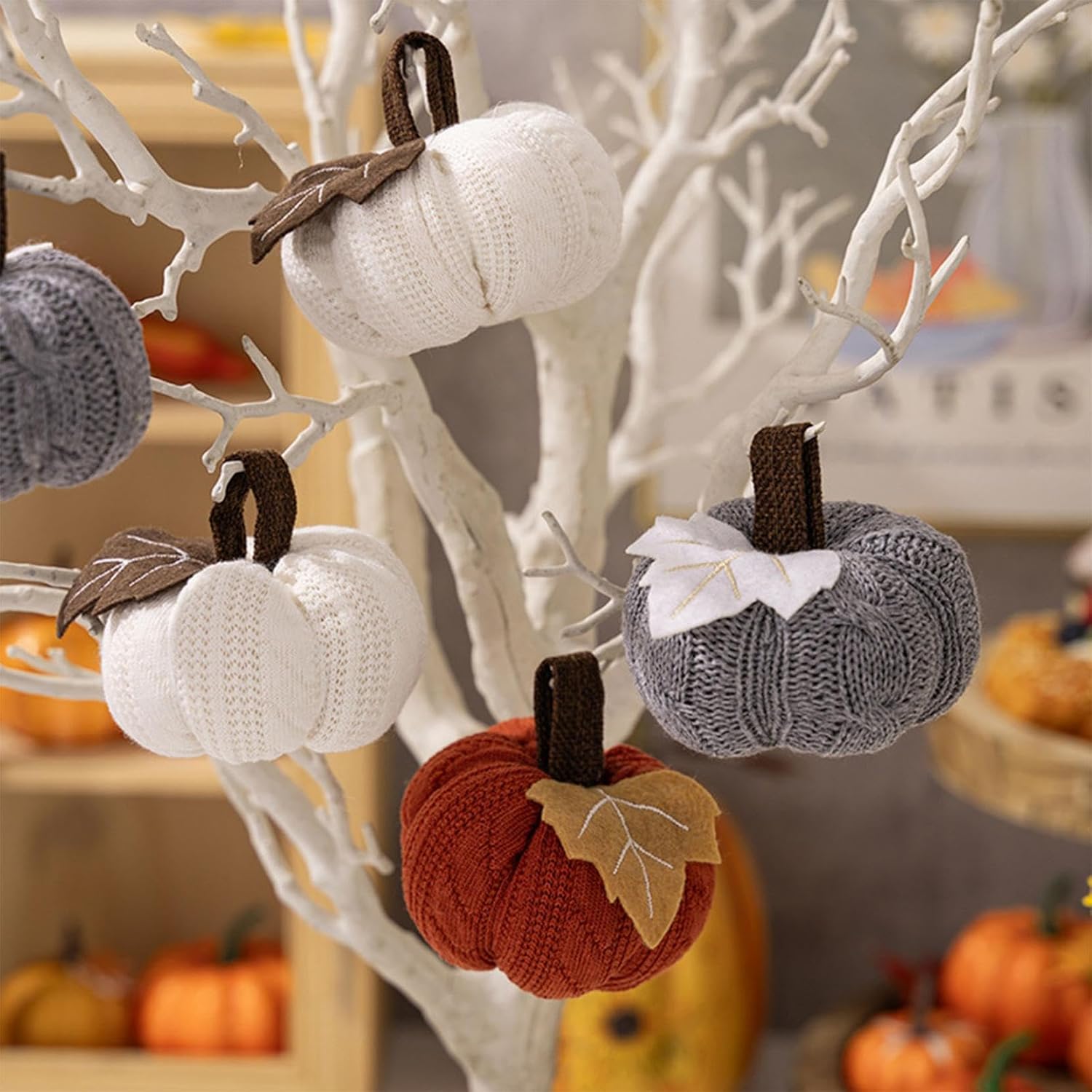 Mini Knit Pumpkin Decor 4 Inch Artificial Fall Centerpiece