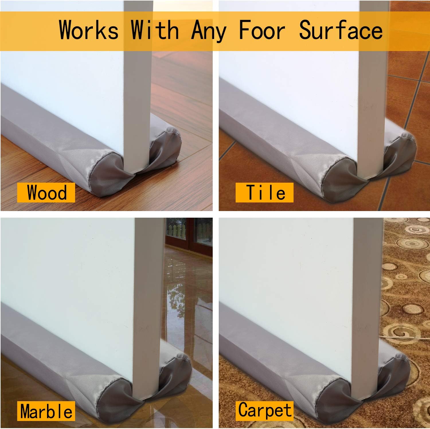 ClauCiel Under Door Draft Stopper Gray Adjustable