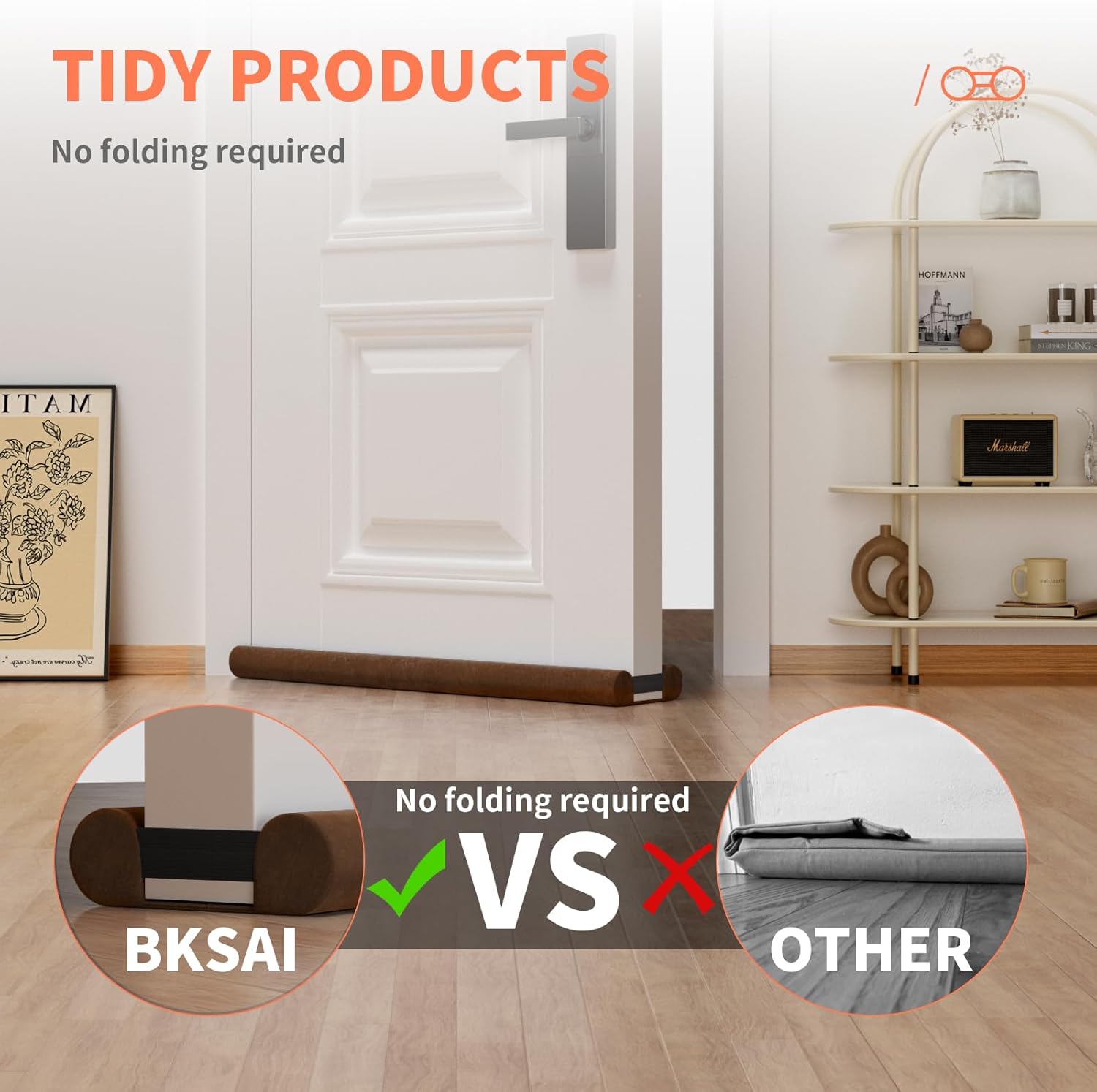 BKSAI Upgraded Door Draft Stopper 28-32in Brown