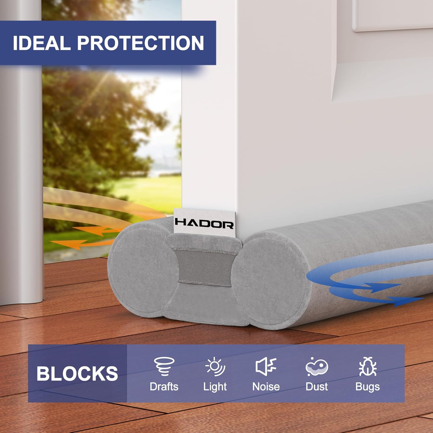 HADOR Door Draft Stopper 36 Inch Under Door Gap Sealer Grey
